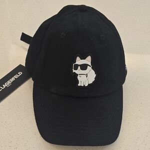 Karl Lagerfeld Black Cap with Cool Dog Patch